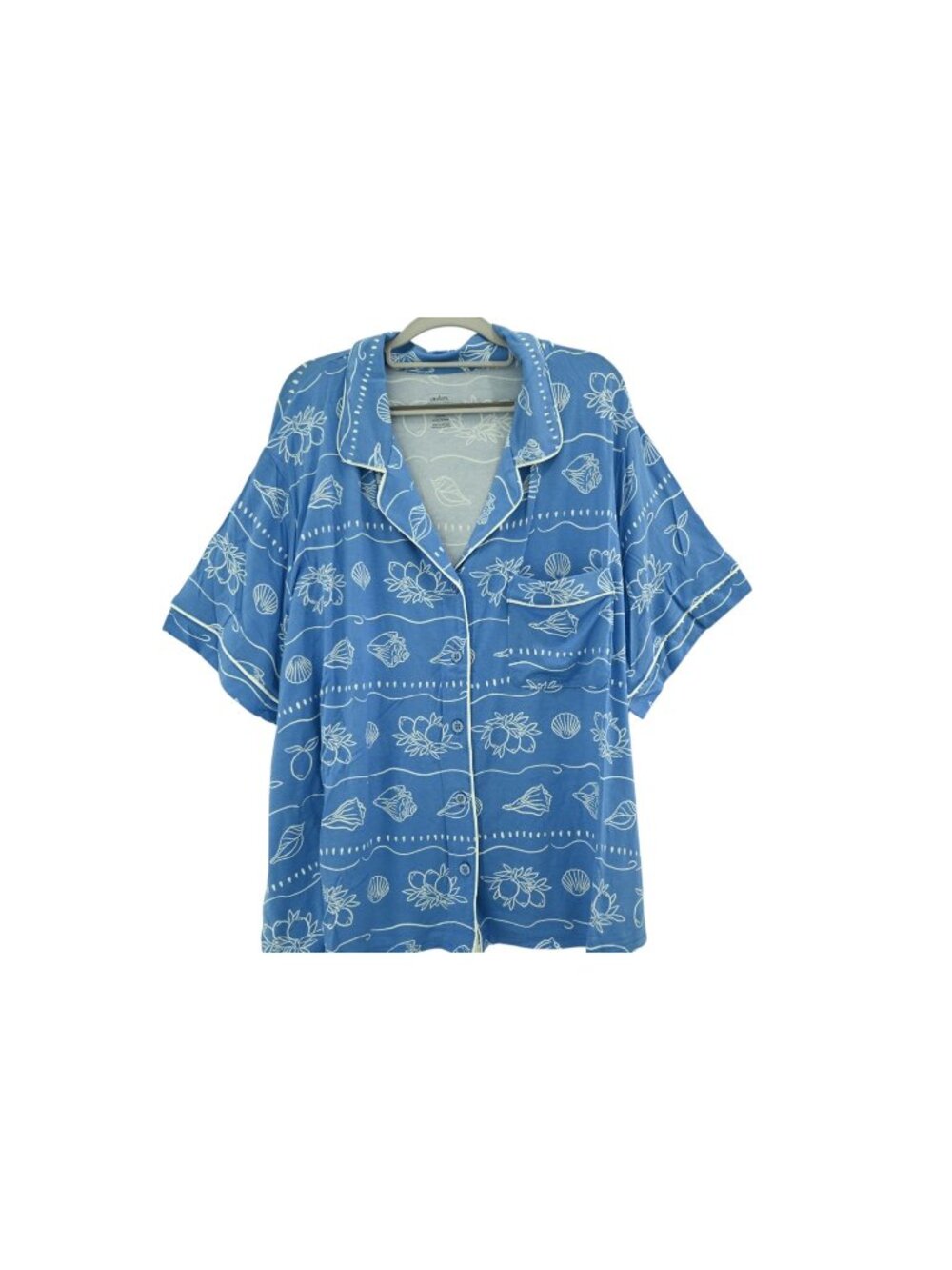 NWT Auden 2 Piece Short Sleeve Pajama Shorts Set Sz 3X Blue Shells Sleepwear